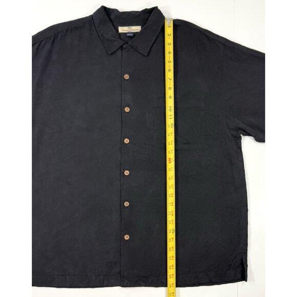 Tommy Bahama Mens Silk Shirt Swizzle Inn Chill Out Embroidered Camp Sz XL Black - Picture 9 of 9